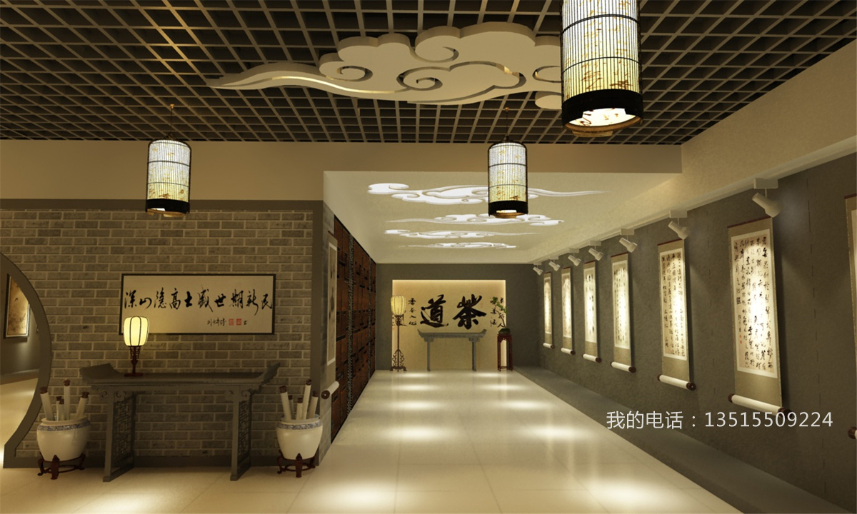 中式书画展览馆效果图设计