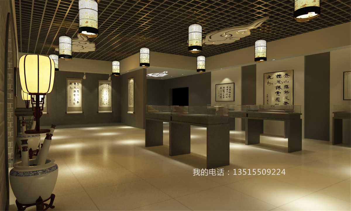 中式书画展览馆效果图设计
